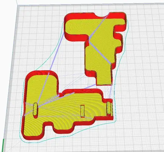 Screenshot of the print preview in Cura showing nozzle travels