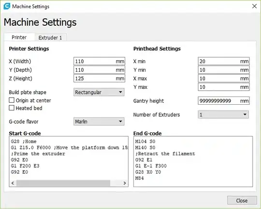 Machine settings - Printer
