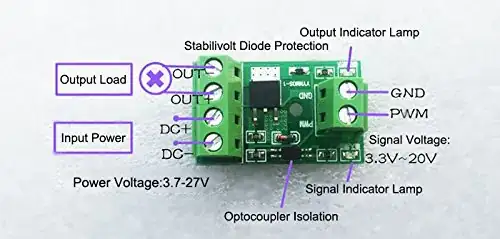 NOYITO Optocoupler Isolation MOS FET 10A DC 2.7-27V High-Power Field Effect Tube Driver Module 0-20Khz PWM Switch Control Board Development Board Module