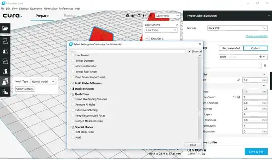 Ultimaker Cura with per model settings
