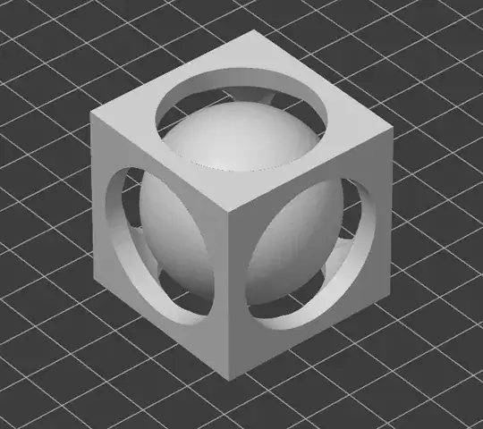 A rendering of a sphere inside a box with round holes which the sphere cannot escape through