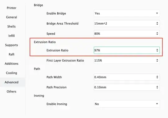 FlashPrint Extrusion Ratio setting