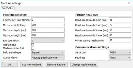 Machine Settings Dialog