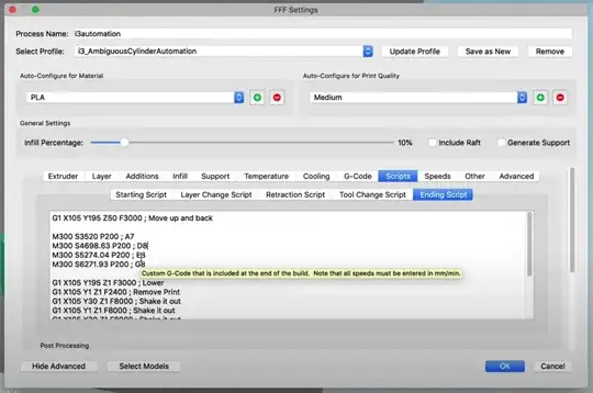 Screenshot of ending script