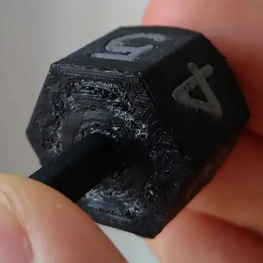 Actual printed model with printing errors