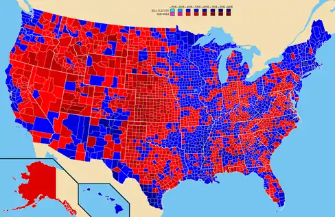 Election results by county..mw-parser-output .legend{page-break-inside:avoid;break-inside:avoid-column}.mw-parser-output .legend-color{display:inline-block;min-width:1.25em;height:1.25em;line-height:1.25;margin:1px 0;text-align:center;border:1px solid black;background-color:transparent;color:black}.mw-parser-output .legend-text{}  Bill Clinton.mw-parser-output .legend{page-break-inside:avoid;break-inside:avoid-column}.mw-parser-output .legend-color{display:inline-block;min-width:1.25em;height:1.25em;line-height:1.25;margin:1px 0;text-align:center;border:1px solid black;background-color:transparent;color:black}.mw-parser-output .legend-text{}  Bob Dole