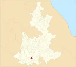 Location of the municipality in Puebla
