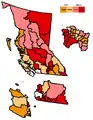 BC battleground map based on the predictions by Will McMartin on thetyee.ca.