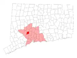 Location in New Haven County, Connecticut