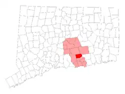 Location within Middlesex County, Connecticut