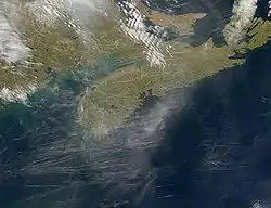 Multiple contrails above Nova Scotia