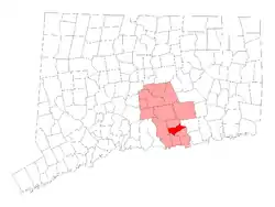 Location within Middlesex County, Connecticut