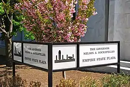 Sign marking the plaza