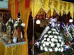 Image 11Decorations placed around a coffin at a home funeral in Da Nang (from Culture of Vietnam)