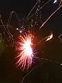 Photo of exploding artillery shell fireworks. 4 July fireworks in Denton, Texas, 60 second exposure