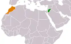 Map indicating locations of Jordan and Morocco