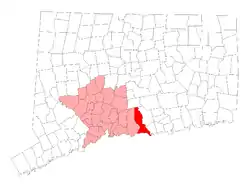 Location in New Haven County, Connecticut