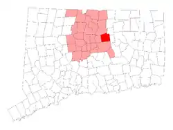 Location in Hartford County, Connecticut