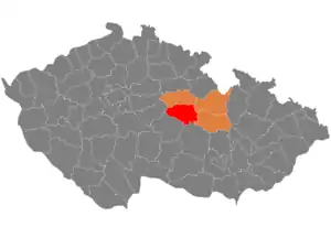 District location in the Pardubice Region within the Czech Republic