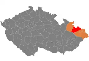 District location in the Moravian-Silesian Region within the Czech Republic