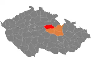 District location in the Pardubice Region within the Czech Republic