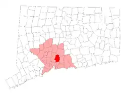 Location in New Haven County, Connecticut