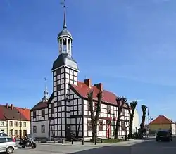 Town Hall in Nowe Warpno from 1697 is one of the most distinctive town halls in Poland