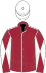 Maroon, white seams, white and maroon diabolo on sleeves, white cap