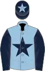 Light blue, dark blue star and sleeves, dark blue cap, light blue star