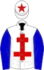 White, red cross of lorraine, blue sleeves, white cap, red star