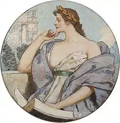 Image 2Philosophy, an 1896 mural by Robert Lewis Reid in the North Corridor on the Second Floor of the Library of Congress Thomas Jefferson Building, Washington, D.C..  The caption underneath reads: "HOW CHARMING IS DIVINE PHILOSOPHY."