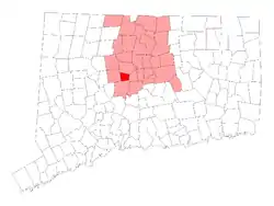 Location in Hartford County, Connecticut