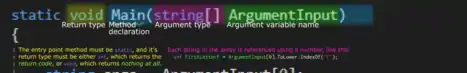 Example of the main function, in C#.