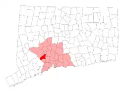 Location in New Haven County, Connecticut