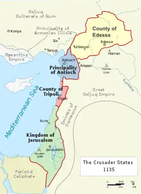 map of the Crusader States (1135)