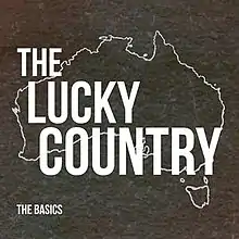 A black-and-white image shows a chalk-like outline of Australia. Over the top is the album title in large, white capitals. The artists' name is at bottom left in smaller white capitals.