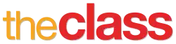 the class, written in lowercase, 'the' colored yellow, 'class' colored red, against a white background