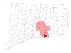 Location within Middlesex County, Connecticut